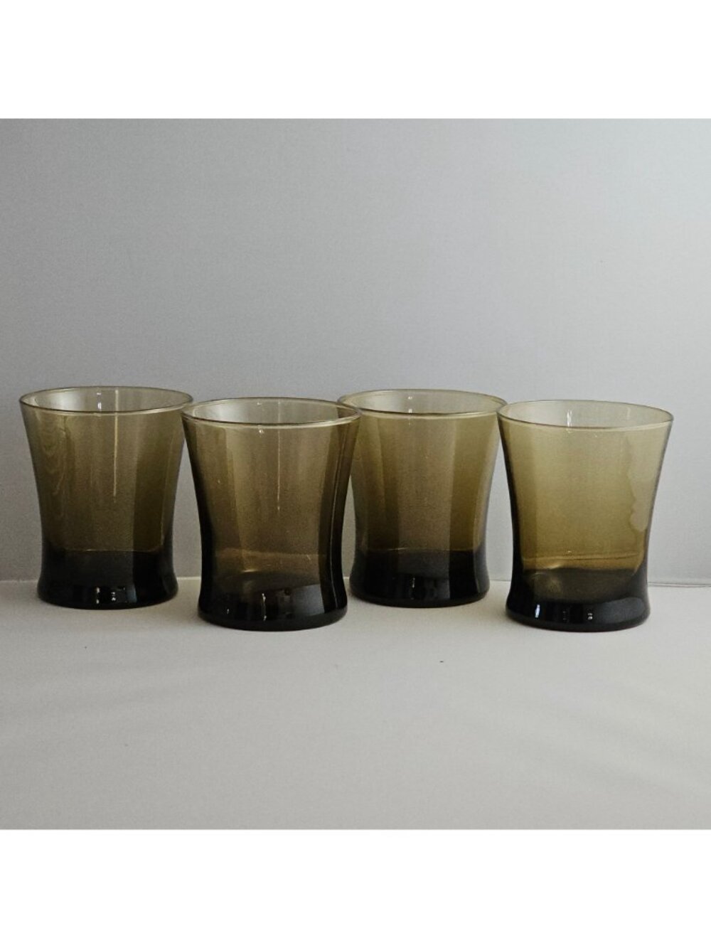 4 Anchor Hocking Linden Mocha Double Old Fashion Glasses 12oz flared brown 4" - Picture 8 of 8